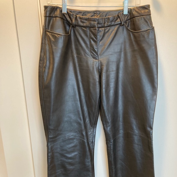 Black leather flat front pant ! - Picture 1 of 5